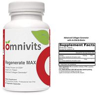 Omnivits Regenerate MAX | Advanced Collagen Generator with Choline, Biotin | Supports Beauty, Hair, Nails, Bone Flexibility, Healthy Joints | Anti-Aging |60 Vegetable Capsules