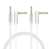 3.5mm Audio Cable, CableCreation [1.5 Feet, 2-Pack] Flat 3.5mm Aux Cord/Auxiliary Cable 90 Degree Right Angle Compatible with Car Stereo, Headphones, iPhone iPod, Sony Beats, Speakers &More