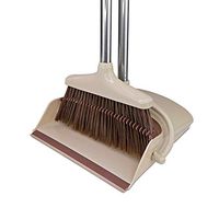 [US Stock] Update Broom and Dustpan Set, Broom Dustpan with Long Handle, Comb Teeth Design,Upright Broom and Dustpan Set for Home Kitchen Room Office Lobby Floor Use