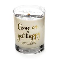 LUNA CANDLE CO. Natural Soy Vanilla Jar Candle, Elegant 11oz. Glass, Slow Burn Up to 110 Hours of Burn Time, Low Smoke, Fresh and Sweet Aromatherapy, Spa- Come On, Get Happy