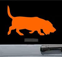 JS Artworks Basset Hound Sniffing Vinyl Decal Sticker (Orange)