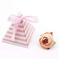Striped Tissue Paper with New Design, 10pcs Striped Paper Candy Box 6.5x6.5x8cm Gift with Ribbon Wedding Favors - Paper Sweet Bags, Paper for Candy, Gold Candy Paper Bags, Candy Bar Bags