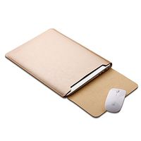 Eleoption Microfiber Soft Leather Laptop Sleeve Slim Case Cover Integrated Mousepad for MacBook 12", MacBook 11.6", MacBook 13.3", MacBook 15.5" (12 inch, Gold)