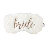Bride Gold Script Faux Fur Sleep Mask, White