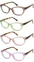 Reading Glasses 4 Pack Spring Hinge Comfort Retro Vintage Cat-Eye Readers for Women - Choose Your Magnification (4 Pack - Brown, Green, Pink and Purple, 1.75 Strength)