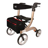 Rolling Walkers Walker Shopping Cart - Multifunctional Aluminum Walker Older, Disabled Walker Walker Shopping Cart - Foldable/Hand Push/With Seat/Portable Shopping Cart Walker ( Color : Gold )