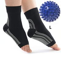 Plantar Fasciitis Sock with Spiky Foot Massage Ball, Great Foot Care Compression Sleeve for Men & Women, Increase Blood Circulation, Relieve Arch Pain L (1Pair)