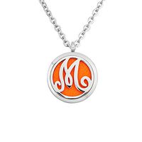 Q&Locket Initial Letter A-Z Premium Aromatherapy Essential Oil Diffuser Locket Necklace With 12pcs Refill Pads (M)