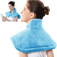 REVIX Electric Heating Pad for Neck and Shoulders Pain Relief with Auto-Off, Soft Micromink Neck Heated Wrap with Moist Therapy, 4 Heat Settings, UL Listed, Sky Blue