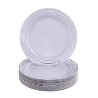 PLASTIC PLATES FOR WEDDING | 20 pc | Heavy Duty Plastic Dishes | Elegant Fine China Look | Bella – Silver (10.25”)