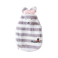 Zentto Hot Water Bottle Rabbit Bunny Baby Kids Hot Water Bag with Rabbit Plush Cover Hand Foot Warmer Chrismas Gift 350ml-Grey
