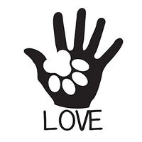 Love Paw Print on Hand - Vinyl - 5.9" tall (Color BLACK) decal laptop tablet skateboard car windows stickers