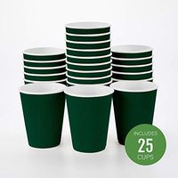 Insulated Paper Coffee Cups - Ripple Wall - Forest Green - 12 oz - 25ct Box - MATCHING LIDS SOLD SEPARATELY: RWA0360B, RWA0360W, RWA0328LG, RWA0328GR, RWA0328HP, RWA0283W, RWA0283B