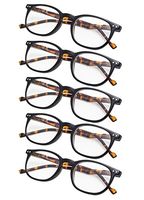 5-Pack Retro Reading Glasses with Spring Hinges TortoiseArm +0.50