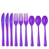 New Plastic Forks Spoons Knives 50ct party Catering Picnic Disposable (purple)
