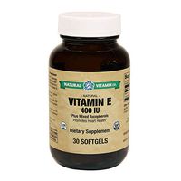 Natural Vitamin Co. - Vitamin E 400 IU Plus Mixed Tocopherols, Vitamin E (as d-Alpha tocopherol from Soy) 400 IU, 1,333% Daily Value, 30 Softgels, 30 Day Supply, Gluten Free (30)
