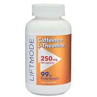 LiftMode Caffeine 100mg + L-Theanine 150mg Capsules (300 Count) Pills/Capsules | for Better Mood, Focus, Energy #Top Nootropic Stack Supplement | Weight Loss, Pre Workout, Fat Burner