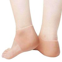 Gel Heel Protectors, Plantar Fasciitis Treatment, Heel spur Relief, Heel Foot Pain, Cracked Heel Treatment, Silicone Heel Cushion with Breathable Design, 1 Pair (Complexion, Unbreathable)