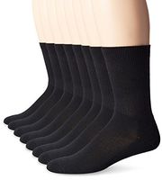 MediPeds Men’s Diabetic Extra Wide Non-Binding Top Crew Socks with COOLMAX Fiber 8 Pairs, Black, Shoe Size: 9-12
