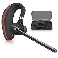 Bluetooth Headset HONSHOOP Bluetooth 5.0 Noise Reduction Bluetooth Earpiece in Ear Wireless Headphones Mic Earphones Business/Workout/Driving BlackRed