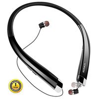 Bluetooth Headphones, Doltech Retractable Bluetooth Headset Stereo Sweatproof Wireless Neckband with Mic( CVC 6.0 Noise Cancelling, Bluetooth 4.1) (Black)