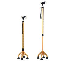 GZlenghe Adjustable Four-legged Canes,Disabled&elderly Lightweight Non-slip Walking Sticks Men&women Hiking Telescopic Crutch Walker-Golden adjustable
