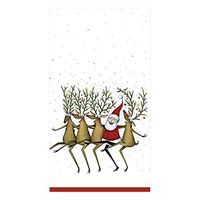 Caspari Santa's Kickettes Paper Guest Towel Napkins in White, Four Packs of 15