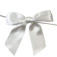 Pre-Tied White Satin Bows - 4 1/2" Wide, Set of 12, Healthcare Workers Support Ribbon, Wired Craft Ribbon, Wedding Embellishments, Mother's Day, Gift Basket, Birthday, Valentine's Day, Easter