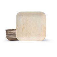 Charity Leaf 10" Disposable Palm Leaf Bamboo Like Square 25 Plates | All Natural, Biodegradable and Chemical Free | Weddings, BBQs, and Parties - (Pack of 25 Plates)