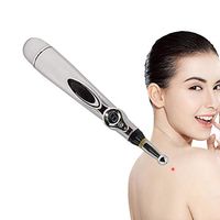 Electronic Acupuncture Pen Electronic Meridian Energy Body Massager Pain Relief Treatment Instrument Neuromuscular Pain 3 Massage Head (Silver)