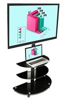 "Mount-It! MI-873 Black Rolling TV Cart for Sony, Samsung, LG, TCL, Vizio, Insignia, LED/LCD/ 4K TV's with 3 Glass Shelves, Fits 30 to 70 Inch Screens, Up to 600x400 Vesa, 110lbs capacity