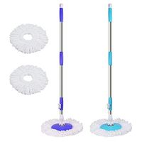 Lovely999 Spinning Mop Pole Handle Replacement 360Degree Rotating Cleaning Tool 2 Mop Heads Stainless Steel Saving Space and Easy to Storage.
