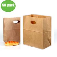 ZHIHEHE 50 Hand-Made Kraft Paper Bags, Food Bags, Pastry Bread Bags, Take-Away Packaged Paper Bags, Open-Hole Paper Bags, 282815cm,Thickerversion