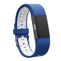Teak - Silicone Sport Replacement Wristband for Fitbit Charge 2 - Small Blue and White
