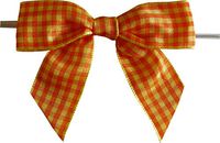 BAYWIND LTD; 3" Orange & Yellow Gingham Twist Tie Bows (H223) - 25pc