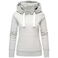 Alangbudu Women Turtleneck Hoodie Pullover Long Sleeve Mountaineering Sweatshirt Tops Sport Tunic Blouse with Pocket Gray