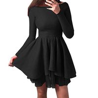 Futurelove ClothingWomen Spring Fashion A-Line Long Sleeve Lace Stitching Dress Sexy Solid A Word Collar red Pink Princess Dress Vestidos