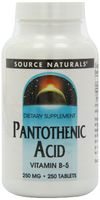 Source Naturals Pantothenic Acid 250 mg Vitamin B-5 Dietary Supplement - 250 Tablets