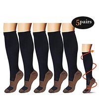 (5 Pairs) Copper Infused Compression Socks 20-30mmHg Graduated Mens Womens (L/XL)