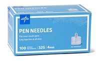 Medline Insulin Pen Needles, 32 Gauge, 4 mm (Pack of 100), safe insulin dispensing for diabetics, compatible with multiple pen models