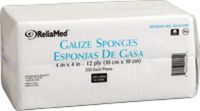 ReliaMed Non-Sterile Gauze Sponge 4" x 4", 12 Ply (200/Bag) (Bag of 200 Each)