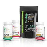 Weight Loss Detox Bundle by Get Skinny Stay Skinny – 4-Product Premium Weight Loss Dietary Supplement for Women – Includes Fat Burner, Craving and Appetite Control, Colon Cleanse, Detox Tea