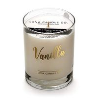 LUNA CANDLE CO. Natural Soy Vanilla Jar Candle, Elegant 11oz. Glass, Slow Burn Up to 110 Hours of Burn Time, Low Smoke, Fresh and Sweet Aromatherapy, Spa