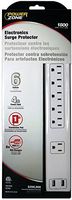 POWER ZONE OR505106 Powerzone Surge Protector Strip, 125 V, 15 A, 6 Outlet, White