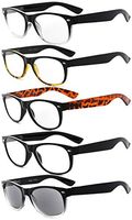 Eyekepper Classic 80's Reading Glasses-5 Pairs Include Reading Sunglasses for Women Reading Under The Sun,+2.25 Reader Eyeglasses