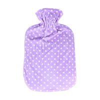VORCOOL Hot Water Bottle Classic Hot Water Bag Bottle with Fleece Cover for Pain Relief Hot Compress and Heat Therapy 2000ml (Purple Polka Dot)