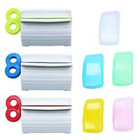 Rolling Tube Toothpaste Squeezer, 3pcs Toothpaste Tube Squeezer and 5pcs Toothbrush Cover by GNAWRISHING, Multifunction Manual Rotate Tube Squeezer with Seat Holder Stand Saves Toothpaste, Creams etc