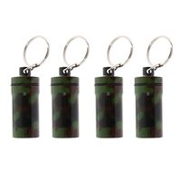 4pcs Waterproof Aluminum Medicine Pill Box Bottle Holder Container Keychain - Camouflage