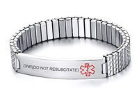 VNOX Stainless Steel Medical Aert ID DNR(DO NOT RESUSCITATE) Watch Band Strentch Bracelet,6.7"-6.9"