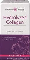 Vitamin World Hydrolyzed Collagen 4000 mg. 180 Caplets, Type 1 and Type 3, Protein, Vitamin C, Biotin, Gluten Free